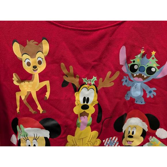 Disney 100 Mickey Holiday LIGHT UP Red Christmas Sweatshirt Holiday Size M - Picture 2 of 9